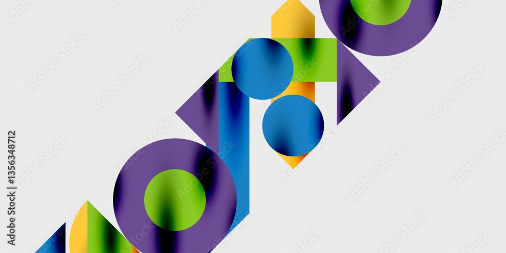Detailed composition of circles, semicircles, and triangles with glossy effects and smooth gradients. A sleek and modern vector design for creative and tech-inspired projects Detailed composition of circles, semicircles, and triangles with glossy effects and smooth gradients. A sleek and modern vector design for creative and tech-inspired projects
