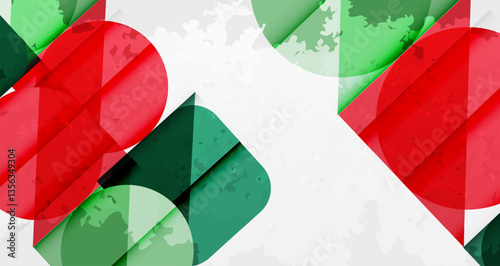 Squares, circles and triangles and grainy noisy texture. Vector Illustration For Wallpaper, Banner, Background, Card, Book Illustration, landing page