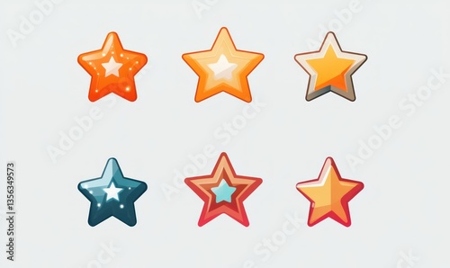 A set of simple vector icons featuring stars and sparkles  