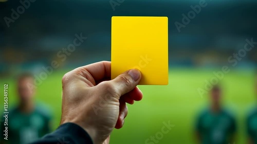 Referee Showing Yellow Card to Soccer Players