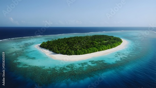 Aerial View of a Tropical Island Paradise
