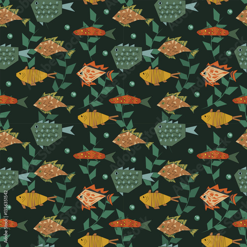 Seamless Sea Bottom Pattern Hand Drawn Summer Beach Print with Starfish, Shells, Coral Sea Urchins Underwater Cartoon Design for Fabrics Wallpaper