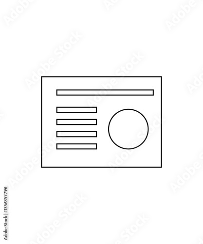 Id card icon with thin outline