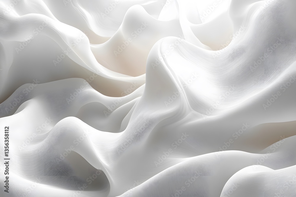 Obraz premium Ethereal Waves of White Fabric in Minimalist Abstract Design for Print or Decor