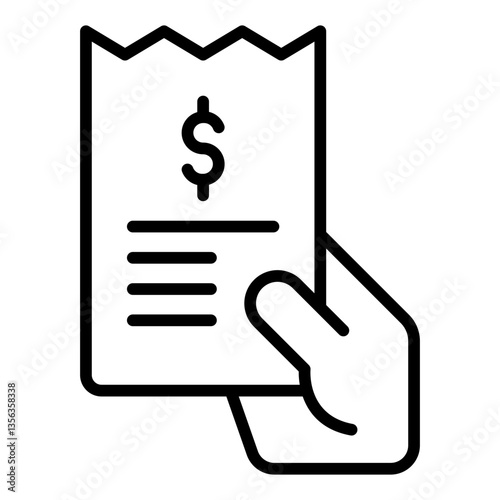 Receipt Icon Representing Payment. Line Icon