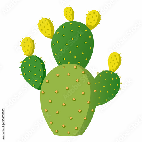 prickly pear cactus with flat  spiny pads