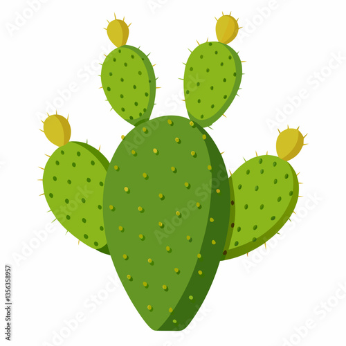 prickly pear cactus with flat  spiny pads