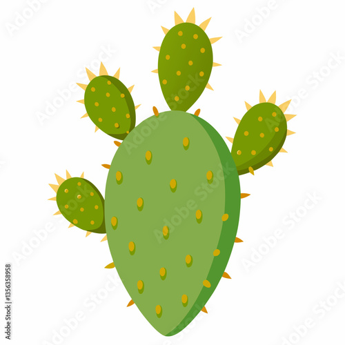 prickly pear cactus with flat  spiny pads
