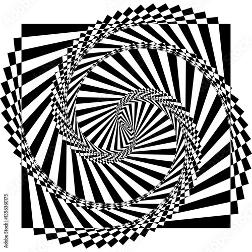 Optical illusion white and black pattern