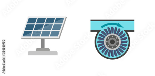 Set energy power flat icons