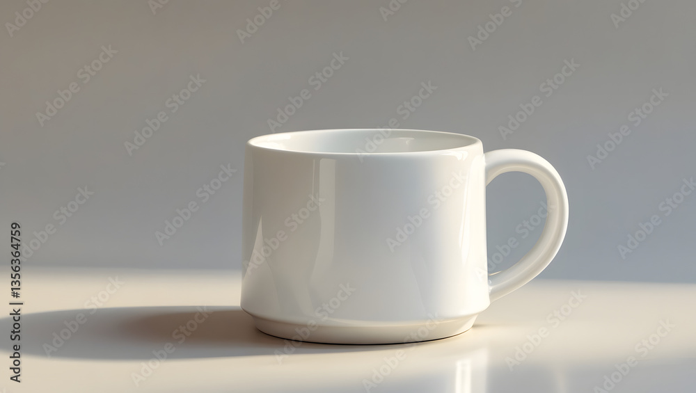 A close-up of a ceramic coffee mug with a smooth, glossy surface A close-up of a ceramic coffee mug with a smooth, glossy surface