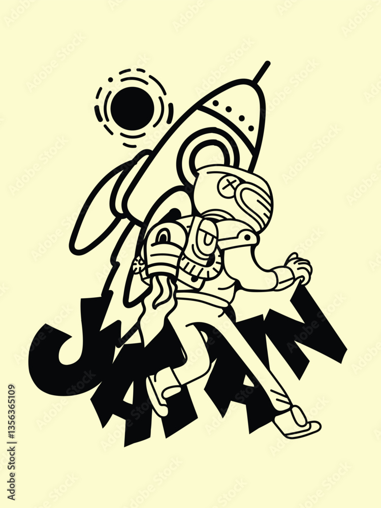 Fototapeta premium japanese theme doodle hand drawn black and white colour 