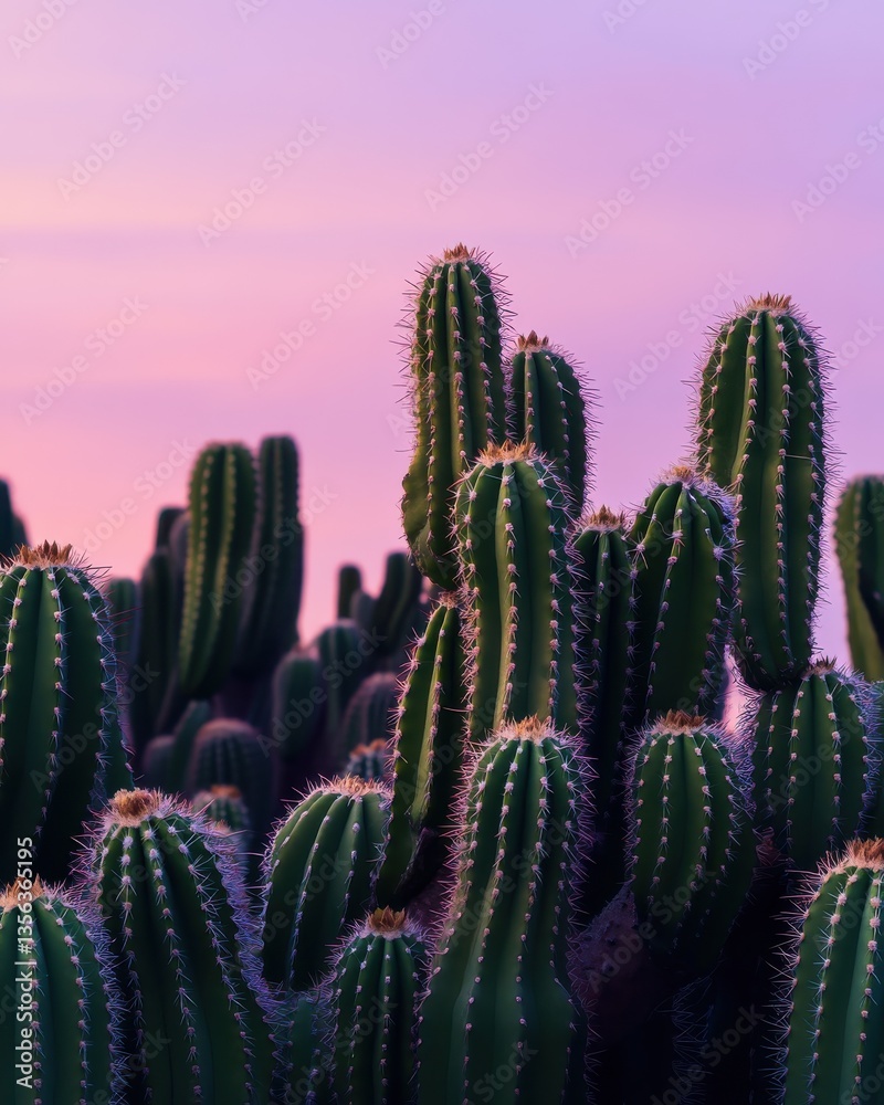 Minimalist Cacti Arrangement Beneath a Dusky Desert Sky Minimalist Cacti Arrangement Beneath a Dusky Desert Sky