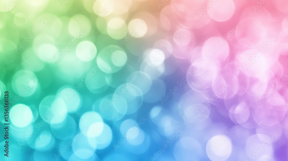 Obraz premium Dreamy, blurred background of vibrant greens, blues, pinks, purples, and white. A mesmerizing blend of color creates an ethereal, soft focus