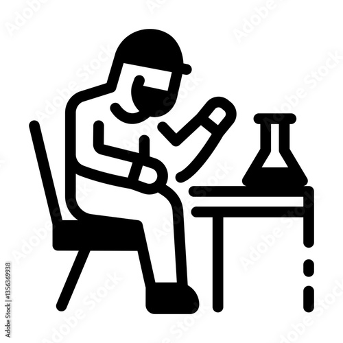A chemist researching in lab, linear style icon 
