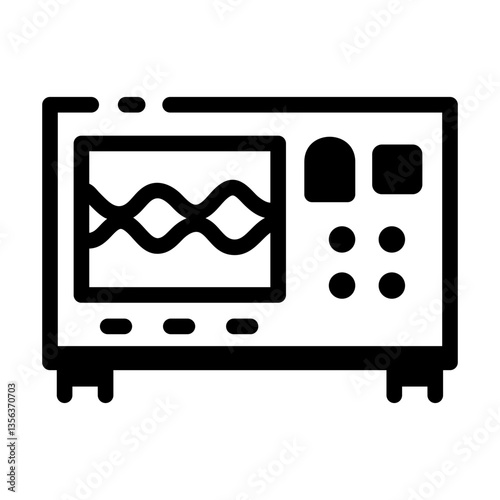 A linear style icon of an oscilloscope monitor 
