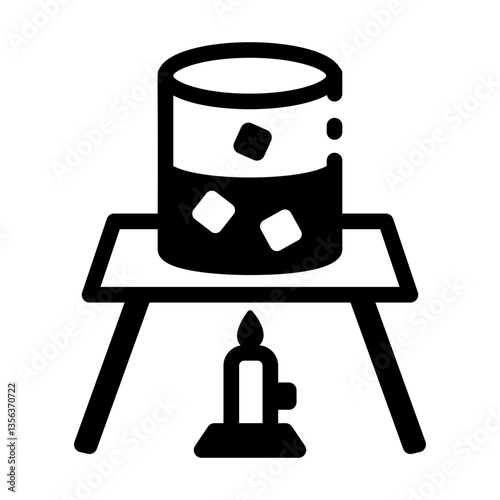 A linear style icon depicting lab ice experiment 
