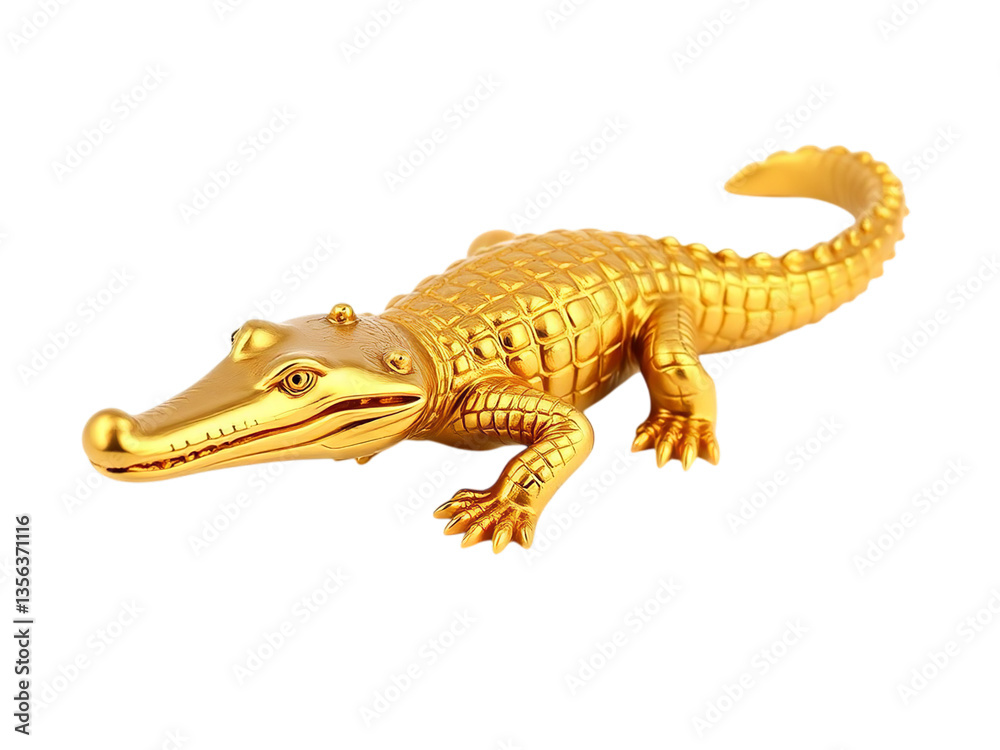 Fototapeta premium Radiant Crocodilian Icon: Captivating Golden Alligator Sculpture
