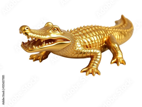 Radiant Saurian Icon: Captivating Golden Crocodile Sculpture