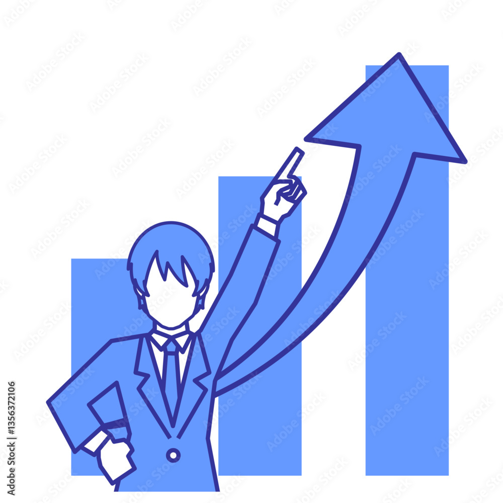Obraz premium 業績アップを目指すビジネスマン、会社員のイメージ