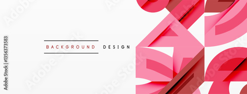 Abstract geometric background with shapes, featuring circular and rounded elements. Bold contrast, smooth gradients, dynamic composition, futuristic style