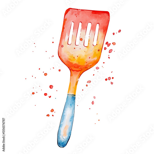 Spatula, watercolor vector, isolated on a white background.