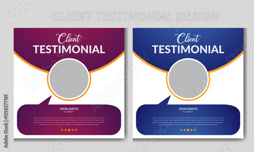 creative two gradient colorful variation modern and clean client testimonial design for social media post, professional  client testimonial bundle design with circular shape, stylish and abstract set,
