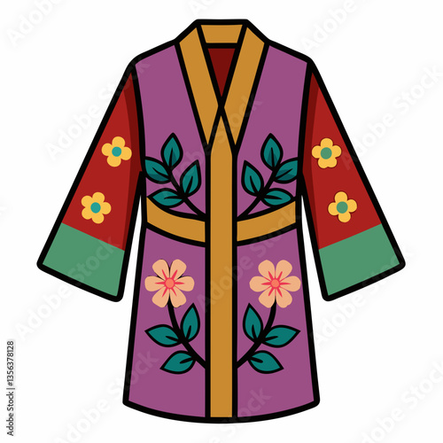 lightweight kimono with floral embroidery