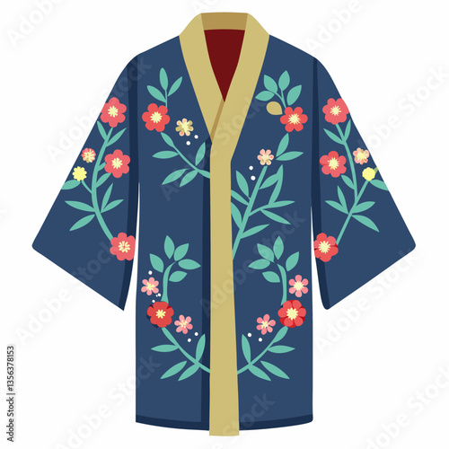 lightweight kimono with floral embroidery