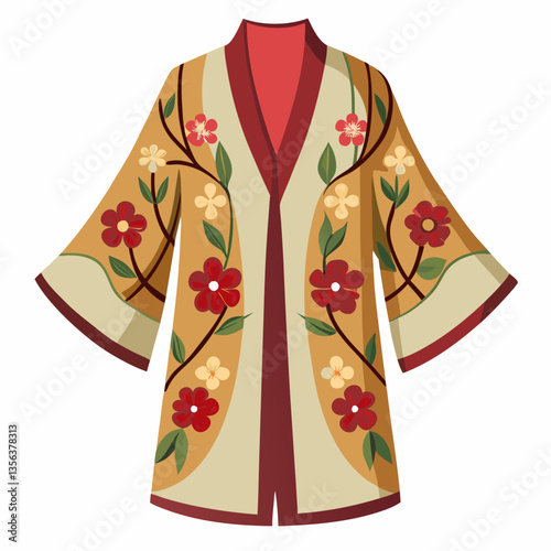 lightweight kimono with floral embroidery