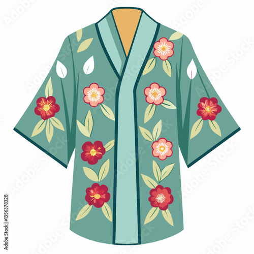 lightweight kimono with floral embroidery