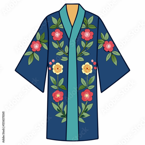 lightweight kimono with floral embroidery