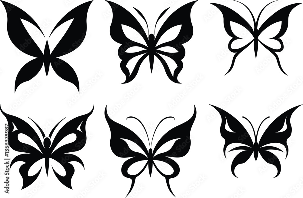 Obraz premium 6 Butterfly silhouette set