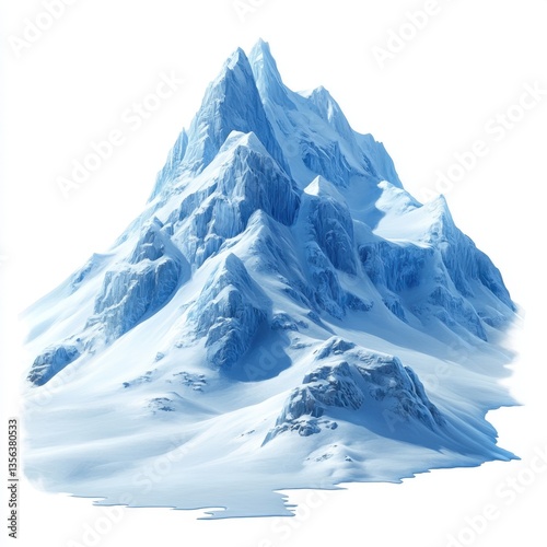 Wallpaper Mural Majestic snow covered mountain peak against a pristine white background evoking winter adventure and serene natural beauty showcasing icy textures Torontodigital.ca