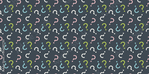 Question mark seamless pattern. Colorful abstract background. Customer service, presentation, conversation, communication, faq help concept