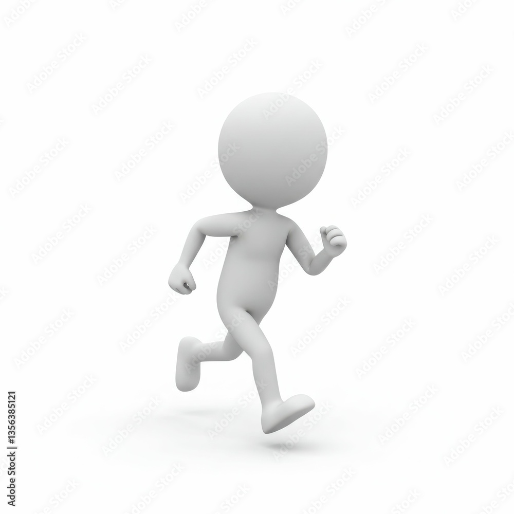 Running figure in motion against a white background Running figure in motion against a white background