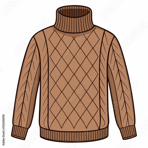 high neck sweater with cable knit texture