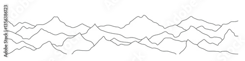 Mountain line art vector drawing, imitation of mountain ranges, abstract stylization, minimalism