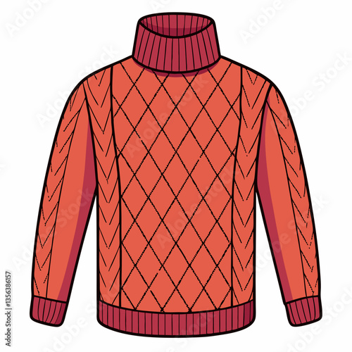 high neck sweater with cable knit texture
