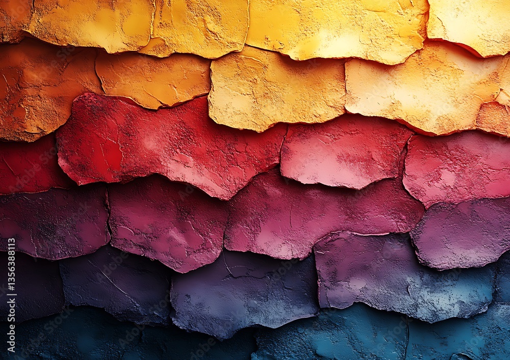 Colorful layered textured wall created with stone like features Colorful layered textured wall created with stone like features