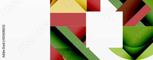 Abstract geometric artwork with interwoven angular and curved shapes, dynamic composition with smooth gradients and bold contrasts