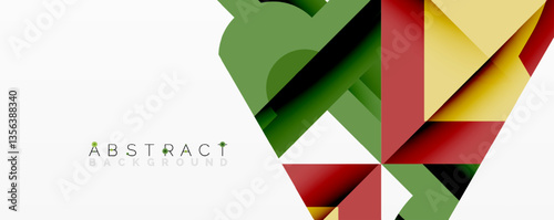 Abstract geometric artwork with interwoven angular and curved shapes, dynamic composition with smooth gradients and bold contrasts