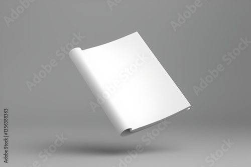 opened Magazine Book Mockup isolated on grey Background, realistic 3d render