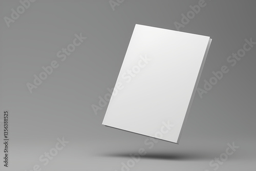 hard  cover Magazine Book Mockup isolated on grey Background, realistic 3d render, empty copy space