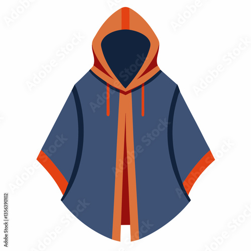 hooded poncho with asymmetric hem
