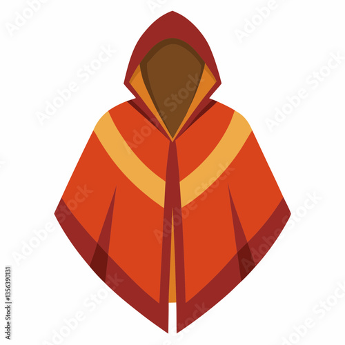 hooded poncho with asymmetric hem