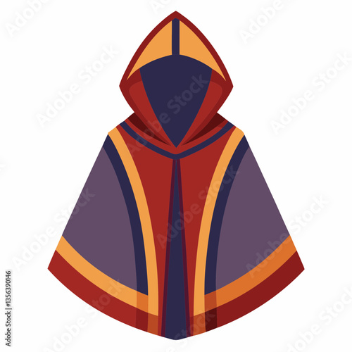 hooded poncho with asymmetric hem