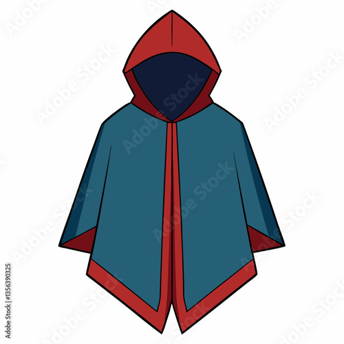 hooded poncho with asymmetric hem