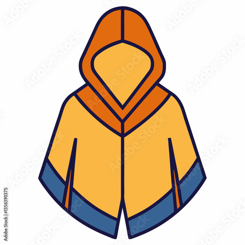 hooded poncho with asymmetric hem