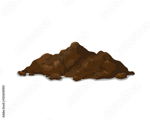 Pile of soil or compost. Vector color illustration on a white background.